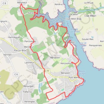 Itinéraire Circuit Port Manech, distance, dénivelé, altitude, carte, profil, trace GPS