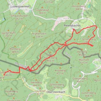 Itinéraire Entre Lutzelhardt et Blumenstein, distance, dénivelé, altitude, carte, profil, trace GPS