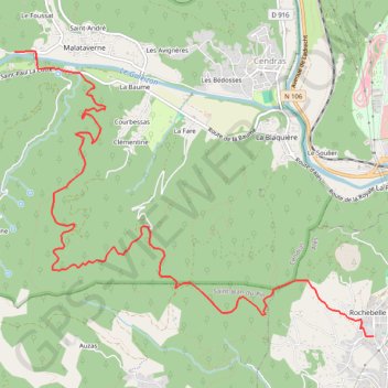 Itinéraire Ales les camisards (galeizon pour baignade), distance, dénivelé, altitude, carte, profil, trace GPS