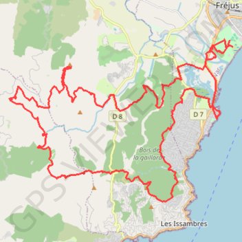 Itinéraire Roc d'Azur, distance, dénivelé, altitude, carte, profil, trace GPS