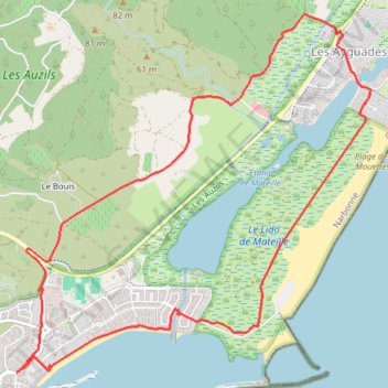 Itinéraire GPX Download: Boucle Étang du Grazel – Plage du Grazel au départ de Discothèques, distance, dénivelé, altitude, carte, profil, trace GPS