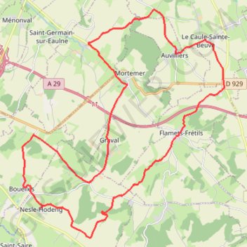 Itinéraire Le cœur - Nesle-Hodeng, distance, dénivelé, altitude, carte, profil, trace GPS
