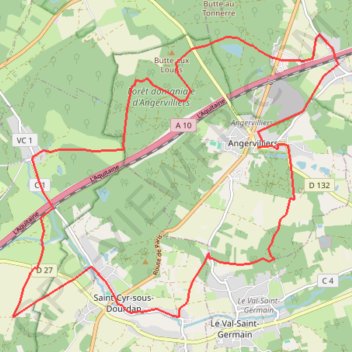 Itinéraire Parcours Angervilliers, distance, dénivelé, altitude, carte, profil, trace GPS