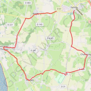 Itinéraire CLM Sartilly V2, distance, dénivelé, altitude, carte, profil, trace GPS
