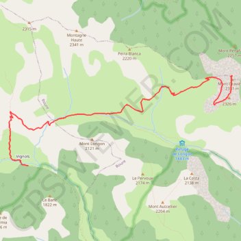 Itinéraire Mont-Gravières, distance, dénivelé, altitude, carte, profil, trace GPS