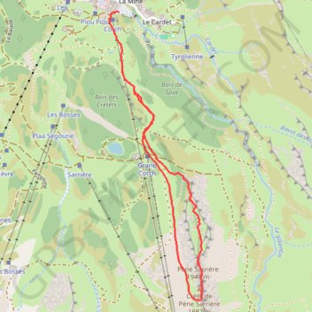 Itinéraire Pène Sarrière - Arête sud, distance, dénivelé, altitude, carte, profil, trace GPS