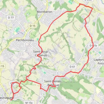 Itinéraire Chemin du Poutou - Launaguet, distance, dénivelé, altitude, carte, profil, trace GPS