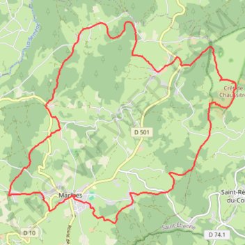 Itinéraire Marlhes, distance, dénivelé, altitude, carte, profil, trace GPS