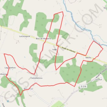Itinéraire Bournel, vers le moulin de Lagrosse, sur le Dropt, distance, dénivelé, altitude, carte, profil, trace GPS