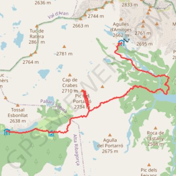 Itinéraire Encantats - Estany Llong-Portarro-Amitges, distance, dénivelé, altitude, carte, profil, trace GPS