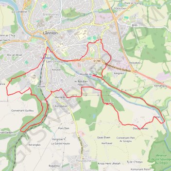 Itinéraire Autour de Lannion, distance, dénivelé, altitude, carte, profil, trace GPS