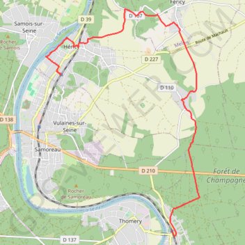Itinéraire De Champagne-sur-Seine à Héricy, distance, dénivelé, altitude, carte, profil, trace GPS