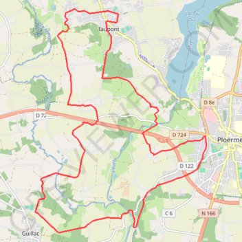 Itinéraire Taupont - Guillac, distance, dénivelé, altitude, carte, profil, trace GPS