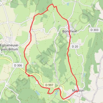 Itinéraire mauzun, distance, dénivelé, altitude, carte, profil, trace GPS