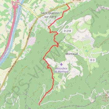 Itinéraire Col de Montaud - Saint-Quentin-sur-Isère, distance, dénivelé, altitude, carte, profil, trace GPS