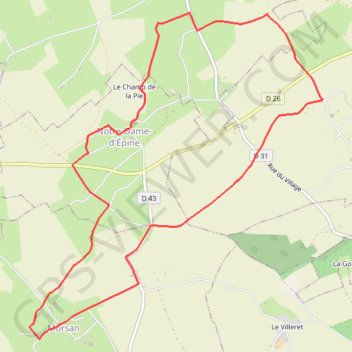 Itinéraire Circuit des Epines - Morsan, distance, dénivelé, altitude, carte, profil, trace GPS