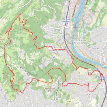 Itinéraire Collonge au mont d'or avec mon Tof, distance, dénivelé, altitude, carte, profil, trace GPS