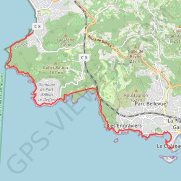 Itinéraire De Bandol à Saint Cyr par le sentier des douaniers, distance, dénivelé, altitude, carte, profil, trace GPS