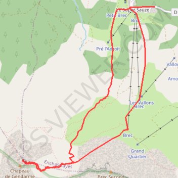 Itinéraire Chapeau de gendarme, distance, dénivelé, altitude, carte, profil, trace GPS