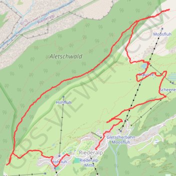 Itinéraire Glacier d'Aletsch, distance, dénivelé, altitude, carte, profil, trace GPS