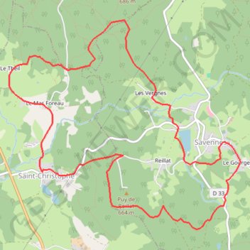 Itinéraire Monts de Guéret - Saint-Christophe, distance, dénivelé, altitude, carte, profil, trace GPS