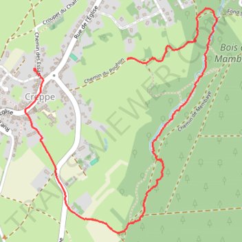 Itinéraire Promenade des Chèvrefeuilles en boucle depuis Creppe, distance, dénivelé, altitude, carte, profil, trace GPS