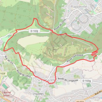 Itinéraire Scy-Chazelles à Col de Lessy, distance, dénivelé, altitude, carte, profil, trace GPS