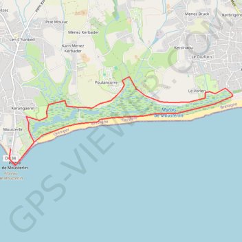 Itinéraire POINTE DE MOUSTERLIN 29 FOUESNANT, distance, dénivelé, altitude, carte, profil, trace GPS