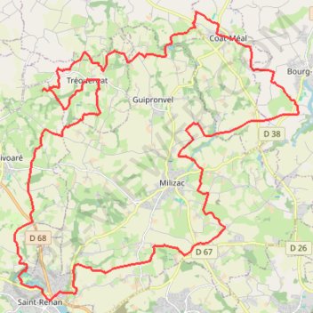 Itinéraire Sur les traces de Saint-Hervé et Saint-Ergoat - Saint-Renan, distance, dénivelé, altitude, carte, profil, trace GPS