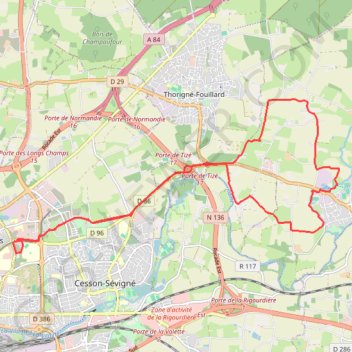 Itinéraire Acigné - Les pèlerins, distance, dénivelé, altitude, carte, profil, trace GPS