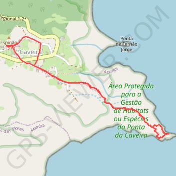 Itinéraire Ponta da Caveira, Açores, distance, dénivelé, altitude, carte, profil, trace GPS
