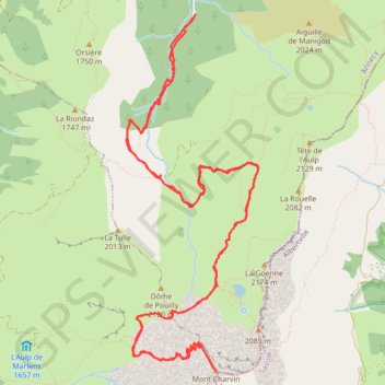 Itinéraire Mont Charvin, distance, dénivelé, altitude, carte, profil, trace GPS