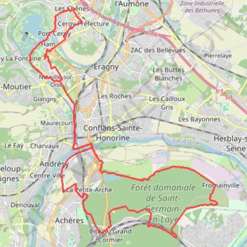 Itinéraire Forêt de Saint Germain-Achères, distance, dénivelé, altitude, carte, profil, trace GPS
