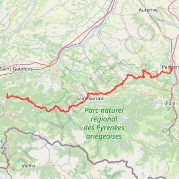 Itinéraire Pamiers - Génos, distance, dénivelé, altitude, carte, profil, trace GPS