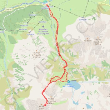 Itinéraire Pic de Lurtet, distance, dénivelé, altitude, carte, profil, trace GPS
