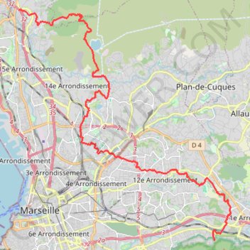 Itinéraire Traversée marseillaise, distance, dénivelé, altitude, carte, profil, trace GPS