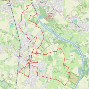 Itinéraire Van Zingem Nederzwalmsesteenweg naar Uitzicht op windmolen Meuleken 't Dal, distance, dénivelé, altitude, carte, profil, trace GPS