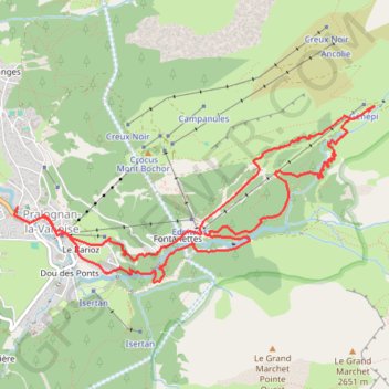 Itinéraire 1402OK, distance, dénivelé, altitude, carte, profil, trace GPS