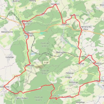 Itinéraire Kédange-sur-Canner, distance, dénivelé, altitude, carte, profil, trace GPS