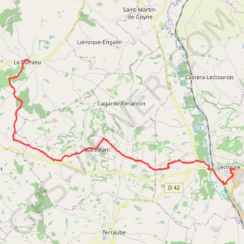 Itinéraire Lectoure - La Romieu - Chemin de Compostelle, distance, dénivelé, altitude, carte, profil, trace GPS