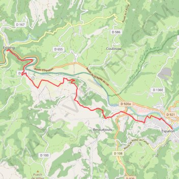 Itinéraire Espalion > Estaing, distance, dénivelé, altitude, carte, profil, trace GPS