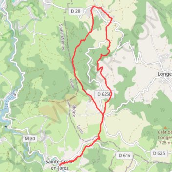 Itinéraire Sainte-Croix en Jarez, distance, dénivelé, altitude, carte, profil, trace GPS