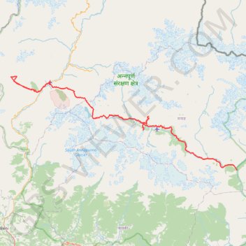 Itinéraire Annapurna - Example, distance, dénivelé, altitude, carte, profil, trace GPS