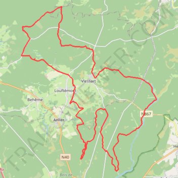 Itinéraire Louftémont - Boucle VTT, distance, dénivelé, altitude, carte, profil, trace GPS