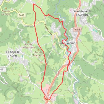 Itinéraire Le Velay des 3 Rivières - La Vallée des Forges Pont-Salomon, distance, dénivelé, altitude, carte, profil, trace GPS