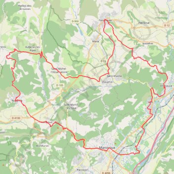 Itinéraire Collines de Manosque - Alpes de Haute-Provence, distance, dénivelé, altitude, carte, profil, trace GPS