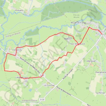 Itinéraire En passant par les Casses à Frangy-en-Bresse, distance, dénivelé, altitude, carte, profil, trace GPS