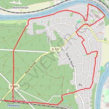 Itinéraire Du côté de Thomery, distance, dénivelé, altitude, carte, profil, trace GPS