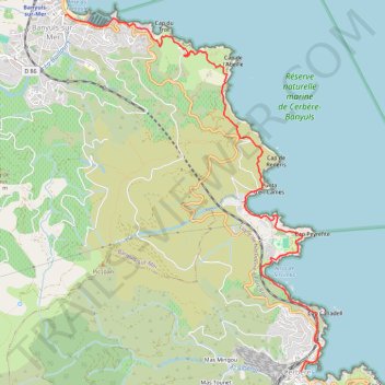 Itinéraire 2.1 Banyuls-Cerbère Littoral, distance, dénivelé, altitude, carte, profil, trace GPS
