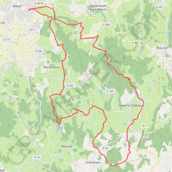 Itinéraire VTT en Toscane d'Auvergne : Sud-Est par la Gravière, distance, dénivelé, altitude, carte, profil, trace GPS